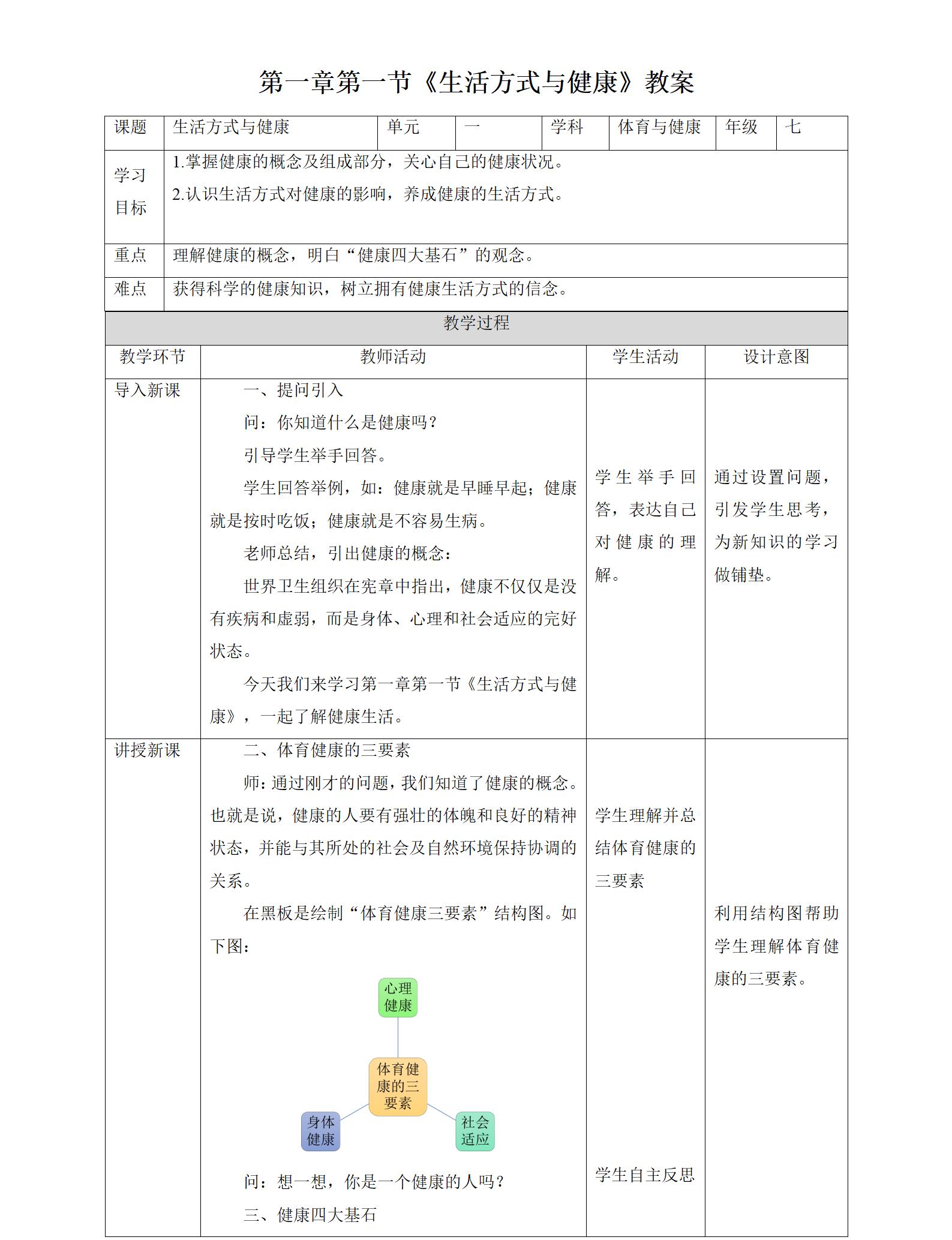 人教版初中體育七年級全一冊體育教案【合集】  第2張