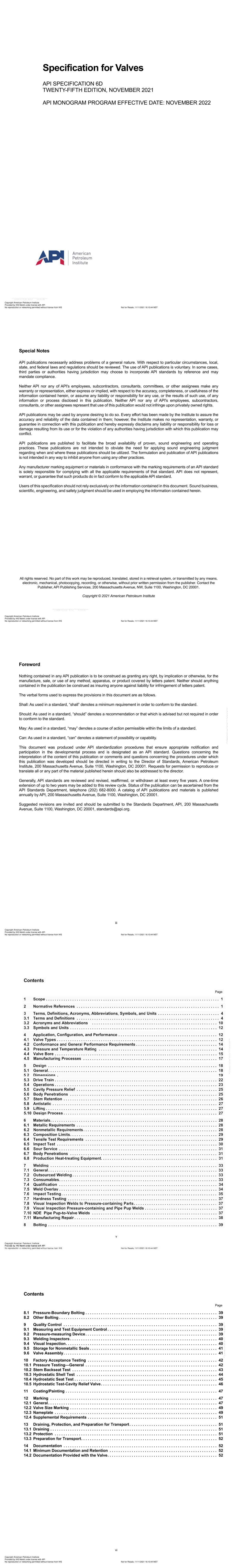 API SPEC 6D-2021 管道閥門規(guī)范 25版 Specification for Valves  第1張