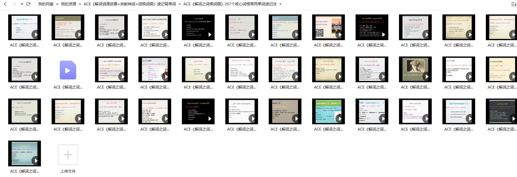 ACE《解詞詞源故事+宗教神話+詞根詞綴》《解詞之詞根詞綴》網(wǎng)盤視頻下載 單詞速記法 267個核心詞根常用單詞速記法 第1張 ACE《解詞詞源故事+宗教神話+詞根詞綴》《解詞之詞根詞綴》網(wǎng)盤視頻下載 單詞速記法 267個核心詞根常用單詞速記法 第1張