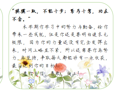 鮮花詩(shī)詞期末評(píng)語(yǔ) 電子版doc可編輯 54個(gè)